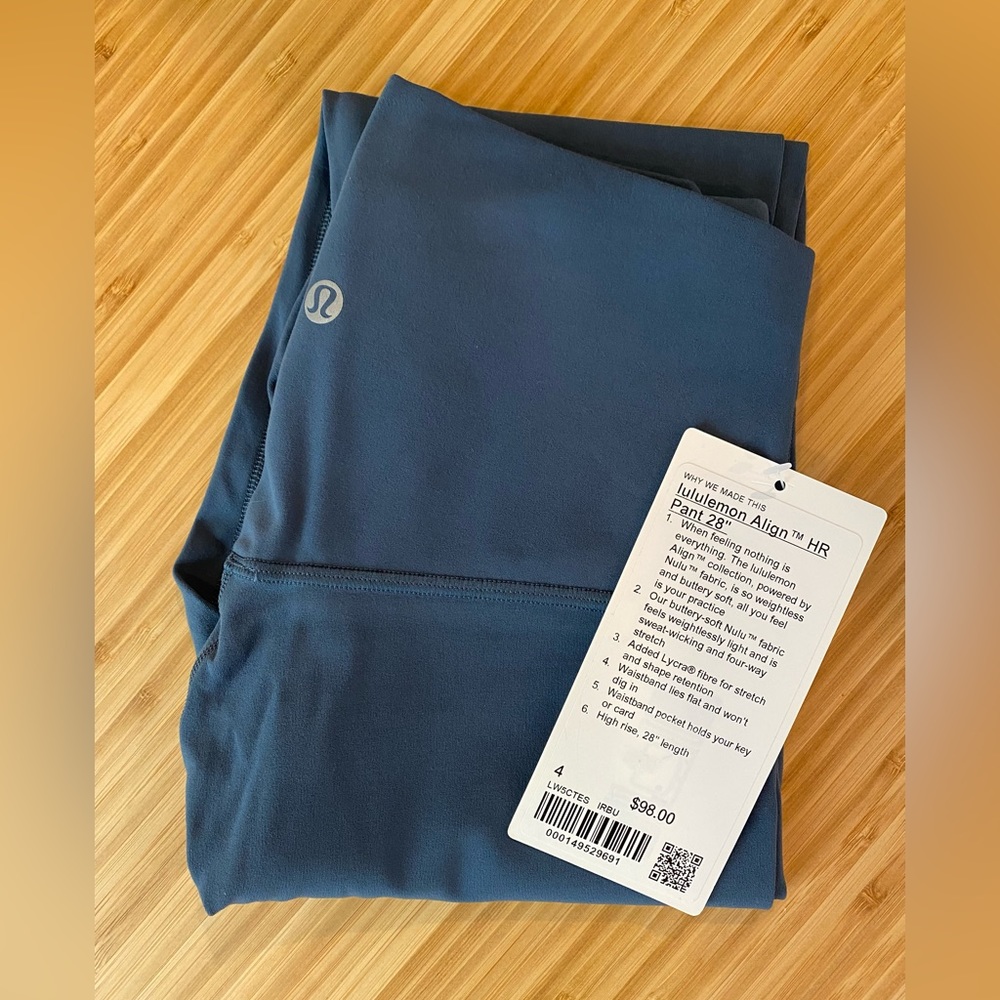 NWT Lululemon Align Leggings Iron Blue 28” Size 4